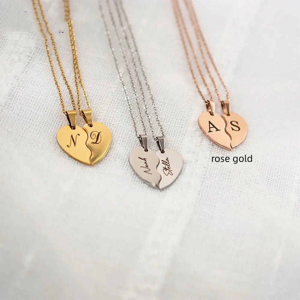 Personalized Stainless Steel Heart-Shaped Necklace-Personalized Necklace