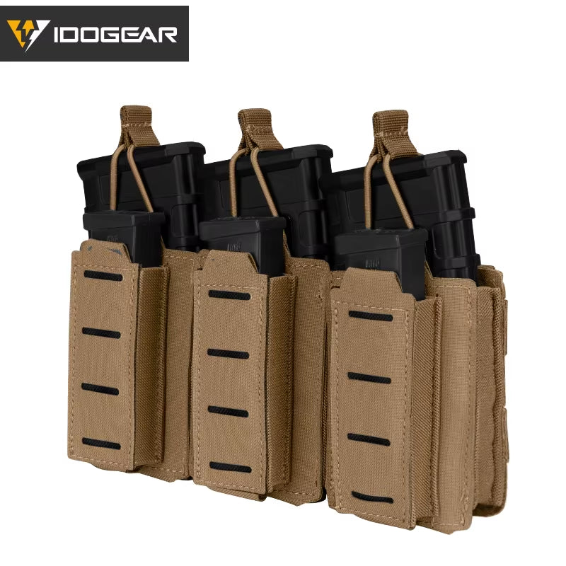 Tactical LSR 9Mm 556 Mag Pouch Triple Mag Carrier MOLLE Pouch Laser Cut 3570
