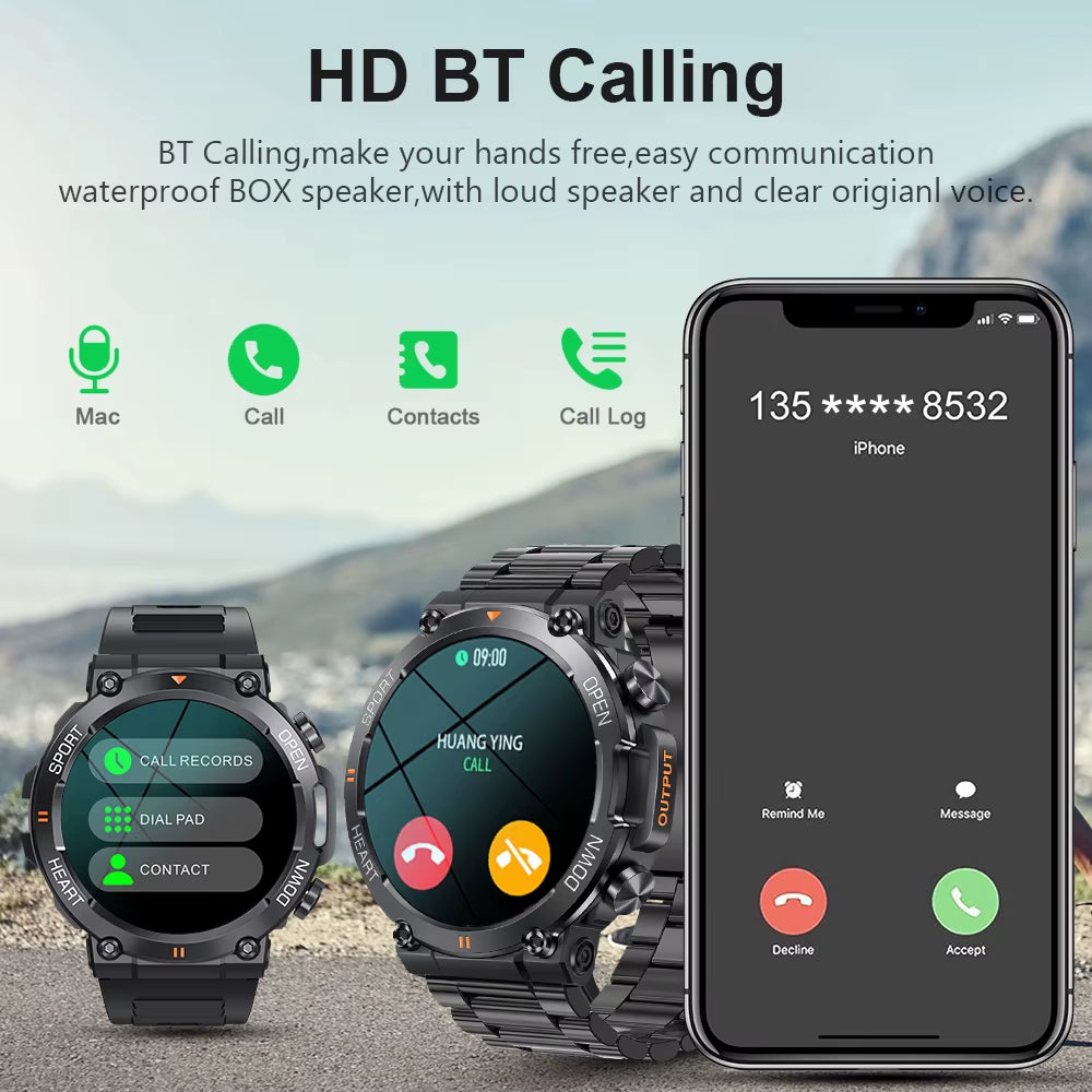 1.39 Inch HD Bluetooth Call Smart Watch Men Sports Fitness Tracker Heart Monitor 400Mah Smartwatch for Android IOS MD56