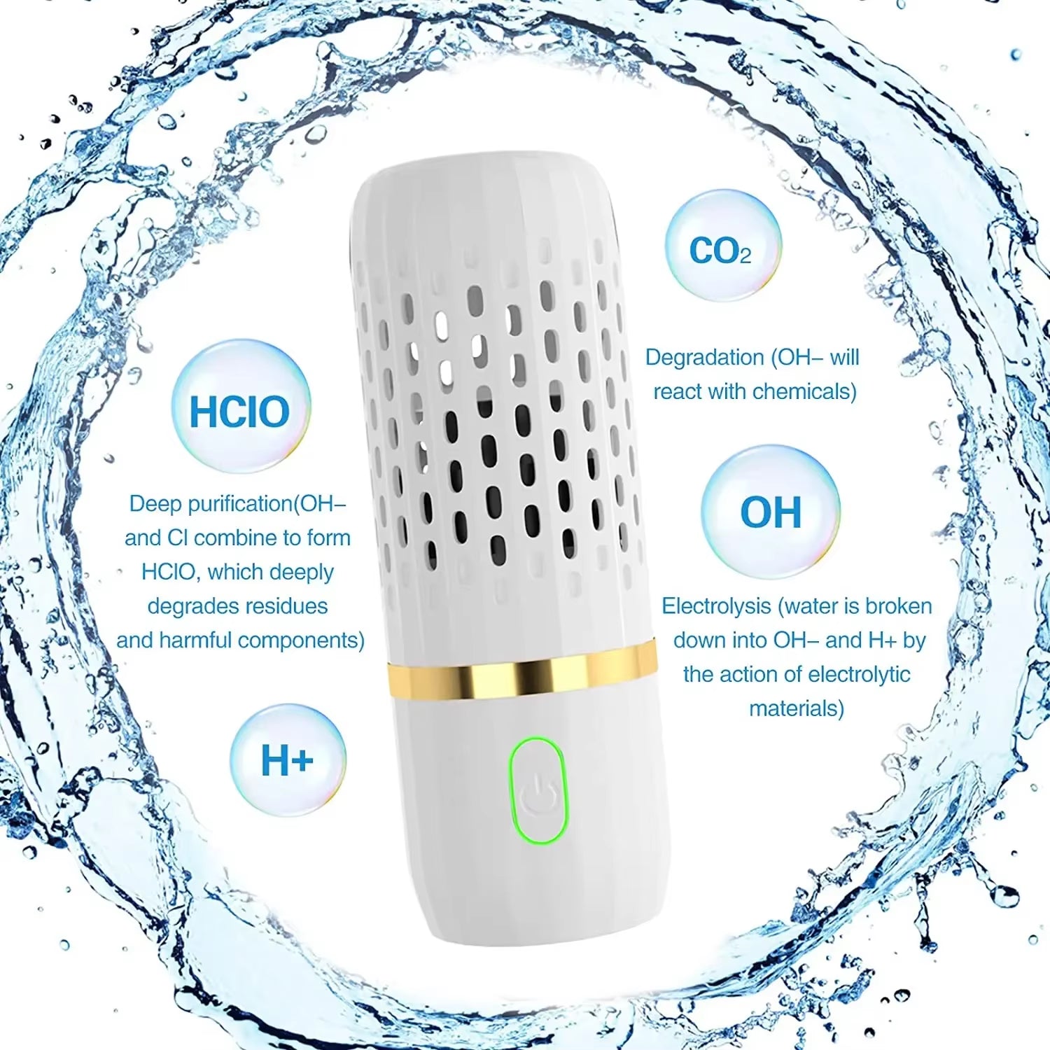 For Ultrasonic Fruit Vegetable Washing Machine Capsule Wireless Food Cleaner Suitable Outdoor Picnic Fruit Food Purifier