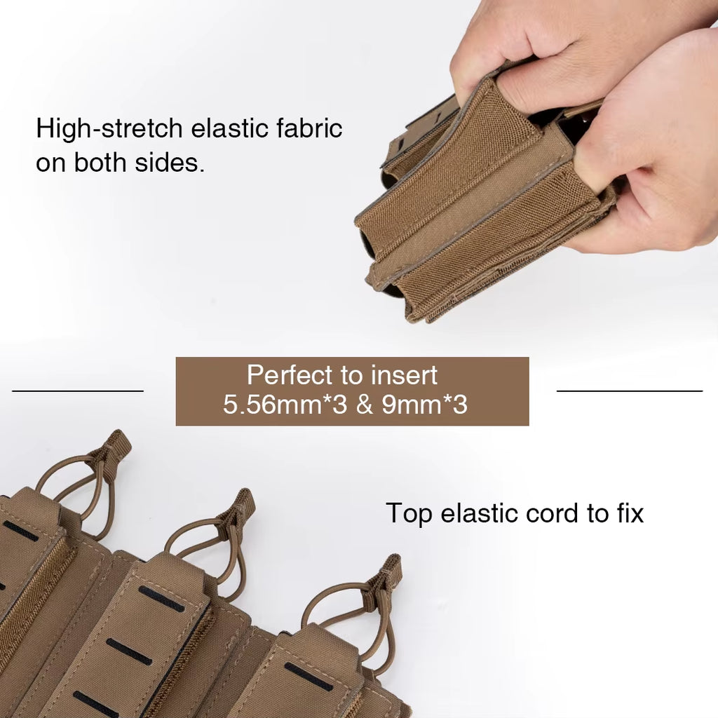 Tactical LSR 9Mm 556 Mag Pouch Triple Mag Carrier MOLLE Pouch Laser Cut 3570
