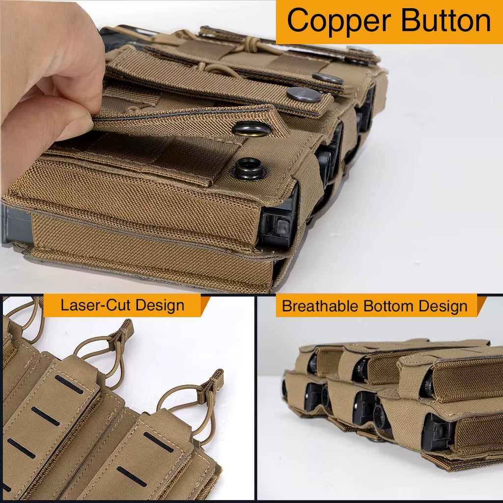 Tactical LSR 9Mm 556 Mag Pouch Triple Mag Carrier MOLLE Pouch Laser Cut 3570