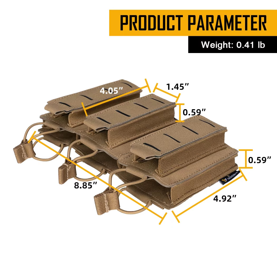 Tactical LSR 9Mm 556 Mag Pouch Triple Mag Carrier MOLLE Pouch Laser Cut 3570